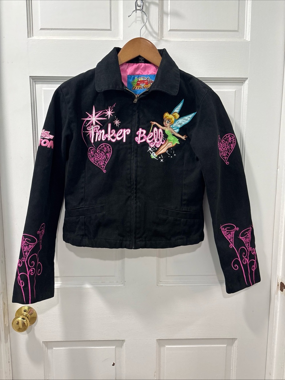 Vtg JH Designs Disney Daytona Tinkerbell Women’s Cropped Jacket Size Small Rare
